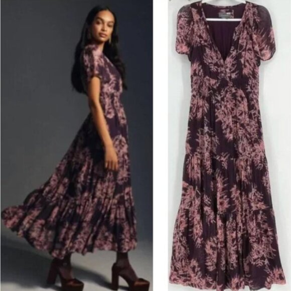 Anthropologie The SOMERSET Dress Small Tiered Whimsical Fairy Boho Maxi Holiday - Picture 2 of 13